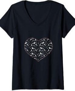 Womens Aquarium Ocean Animal Love Aquarist Killer Whale Heart Orca V-Neck T-Shirt