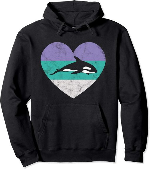 Killer Whale Orca Gift For Women & Girls Retro Cute Pullover Hoodie