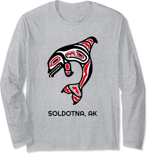 Soldotna Alaska Native American Indian Orca Killer Whale Art Long Sleeve T-Shirt